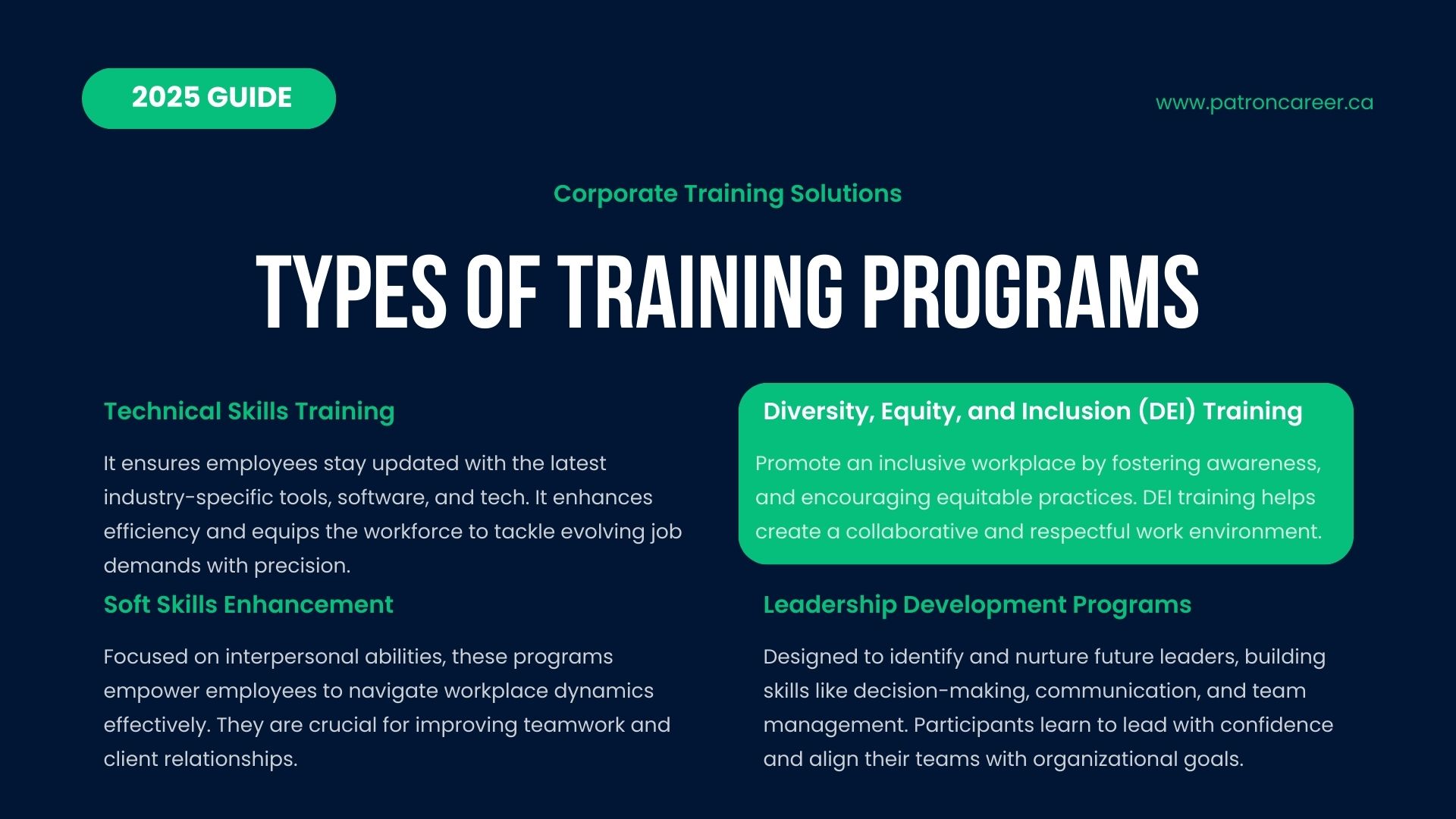 types of training programs in canada